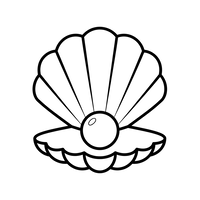 Offene Muschelschale mit Perle