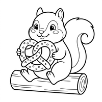 Ardilla linda con un pretzel