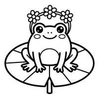 Sapo Fofo com Coroa de Flores na Vitória-Régia