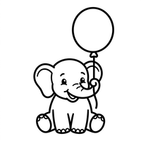 Söt Babyelefant med Ballong