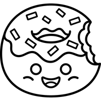 Donut Fofo Mordido com Granulado e Rosto Feliz