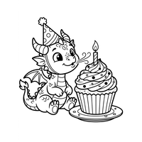 Birthday Dragon with Giant Cupcake
