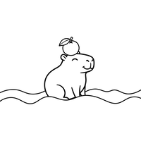 Blije Capybara met Appel op zijn Kop