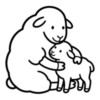 Mother Sheep and Baby Lamb