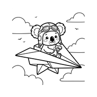 Flygar-koala på ett pappersflygplan
