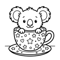 Mignon Koala dans une Tasse Étoilée