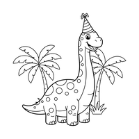 Blije Dinosaurus met een Feestmuts