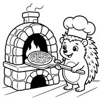 Igelkottkock som bakar pizza