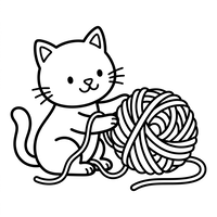 Söt kattunge med garnnystan