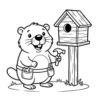 Håndy Bever bygger et fuglehus