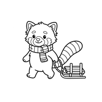 Süßer Waschbär mit Winterschlitten