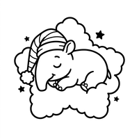 Bebê Elefante Dormindo em uma Nuvem