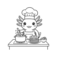 Koki Axolotl Memasak Panekuk