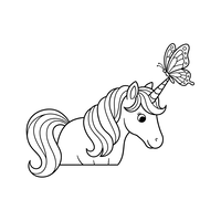 Unicorn cu un Prieten Fluture