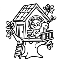 Cute Squirrel in a Treehouse