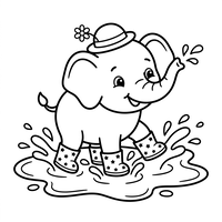 Baby Elephant Splashing in Puddles