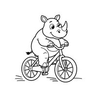 Vrolijke Neushoorn op de Fiets