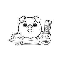 Cochon Heureux dans une Flaque de Boue