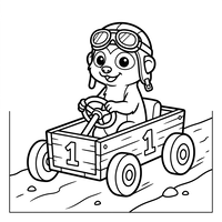 Adventurous Otter in a Wooden Race Car