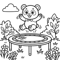 Happy Panda Jumping on a Trampoline