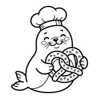 Foca Chef con un Pretzel