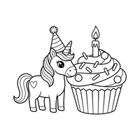 Eenhoorn en Verjaardagscupcake