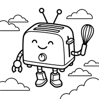 Glücklicher Toaster Fliegt mit Schneebesen