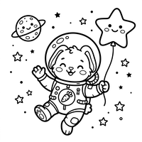 Cute Bunny Astronaut in Space