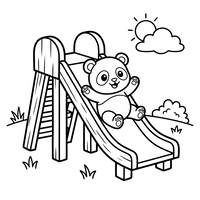 Cute Panda on a Playground Slide