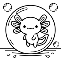 Axolotl Lucu dalam Gelembung
