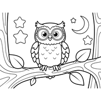 Chouette Mignonne avec des Lunettes sur une Branche la Nuit