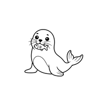 Cute Seal with Fish