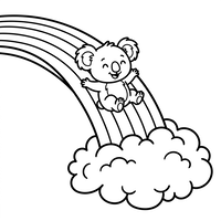 Glad Koala der rutsjer ned ad en Regnbue
