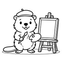 Castor Artista com Cavalete