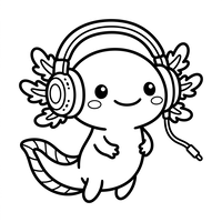 Axolotl Lucu dengan Headphone