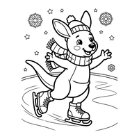Ice Skating Kangaroo in Winter