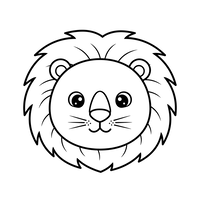 Schattige Leeuwenkop Diertekening