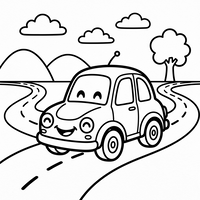 Piccola auto felice in viaggio