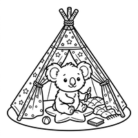 Mignon Koala dans un Tipi Étoilé