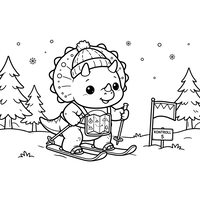 Triceratops Bermain Ski di Dunia Musim Dingin