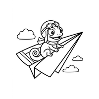 Flyver-kamæleon på et papirfly