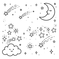 Dreamy Night Sky with Smiling Moon and Cloud