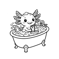 Cute Axolotl in a Bubble Bath