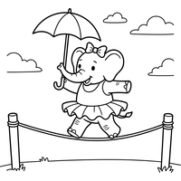 Adorável Elefante Equilibrista com Guarda-chuva