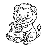 Bayi Singa Lucu dengan Benang