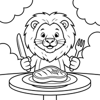 Happy Lion's Meal Time