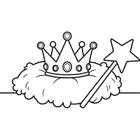 Royal Crown and Magic Wand on a Pillow