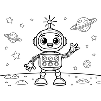 Blije Robot in de Ruimte