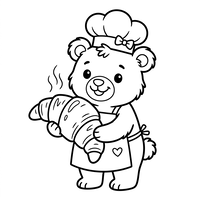 Koch-Teddy mit riesigem Croissant