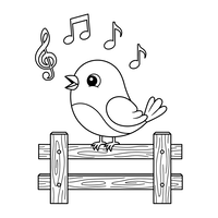 Joyeux Oiseau Chanteur sur Clôture en Bois